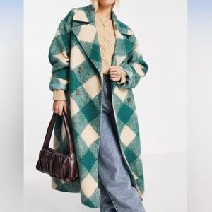 ASOS DESIGN hero diamond oversized coat in green